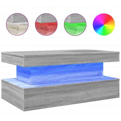 Stolić za kavu s LED svjetlima siva boja hrasta 90 x 50 x 40 cm - Sivi hrast sonoma 1 90 cm Cijena
