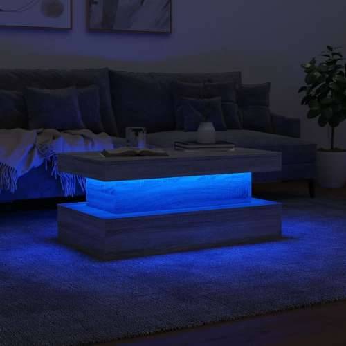 Stolić za kavu s LED svjetlima siva boja hrasta 90 x 50 x 40 cm - Sivi hrast sonoma 1 90 cm Cijena