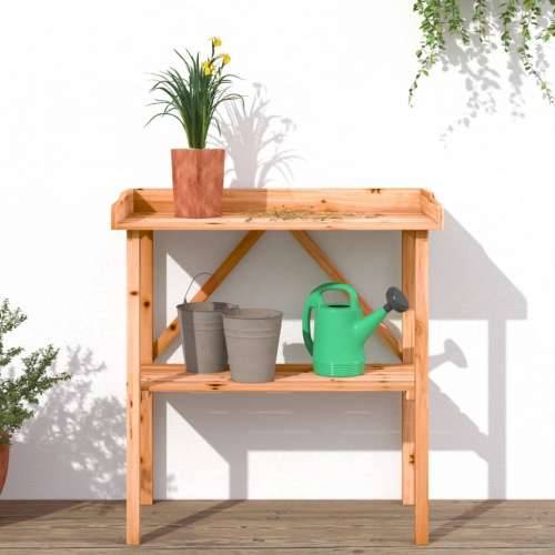 Stol za biljke s policom smeđi 78x38x82,5 cm masivna jelovina - Smeđa 1 Cijena