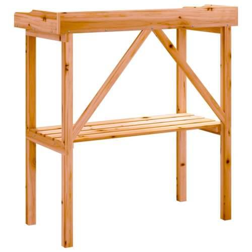 Stol za biljke s policom smeđi 78x38x82,5 cm masivna jelovina - Smeđa 1 Cijena