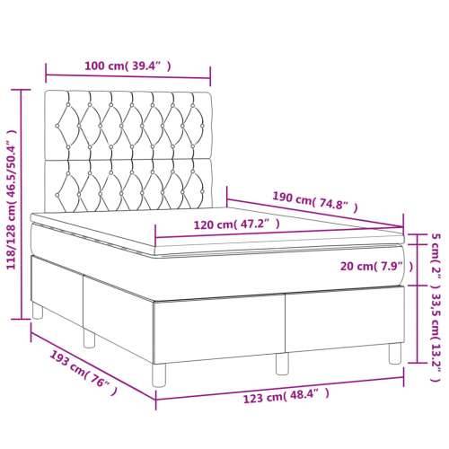 Krevet s oprugama i madracem LED plavi 120 x 190 cm od tkanine - Plava 120 x 190 cm Dizajn s gumbima Cijena