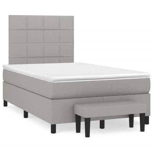 Krevet s oprugama i madracem svjetlosivi 120x190 cm od tkanine - Svjetlosiva 120 x 190 cm Blok s kvadratima Cijena