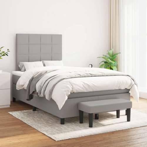 Krevet s oprugama i madracem svjetlosivi 120x190 cm od tkanine - Svjetlosiva 120 x 190 cm Blok s kvadratima Cijena