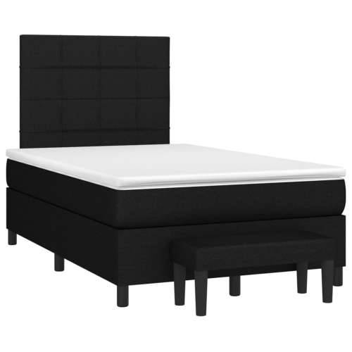 Krevet box spring s madracem crni 120 x 190 cm od tkanine - Crna 120 x 190 cm Blok s kvadratima Cijena
