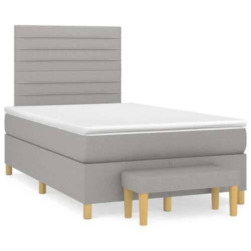Krevet s oprugama i madracem svjetlosivi 120x190 cm od tkanine - Svjetlosiva 120 x 190 cm vodoravne pruge Cijena