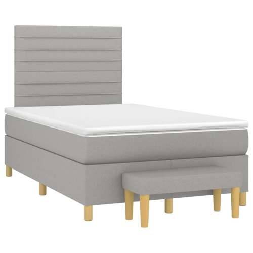 Krevet s oprugama i madracem svjetlosivi 120x190 cm od tkanine - Svjetlosiva 120 x 190 cm vodoravne pruge Cijena