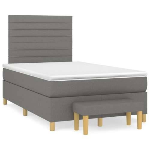 Krevet box spring s madracem crni 120 x 190 cm od tkanine - Crna 120 x 190 cm vodoravne pruge Cijena