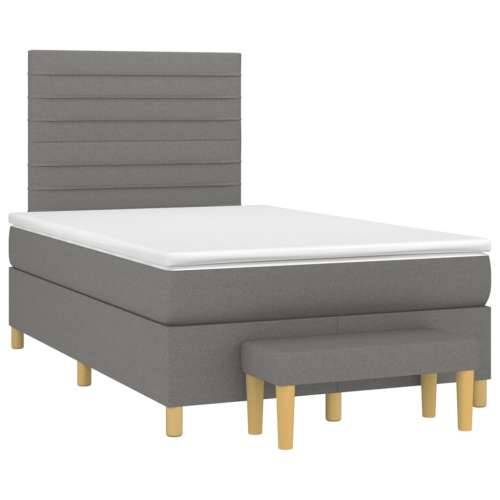 Krevet box spring s madracem crni 120 x 190 cm od tkanine - Crna 120 x 190 cm vodoravne pruge Cijena