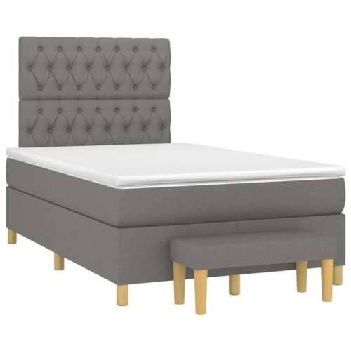 Krevet box spring s madracem tamnosivi 120 x 190 cm tkanina - Tamno siva 120 x 190 cm Dizajn s gumbima Cijena