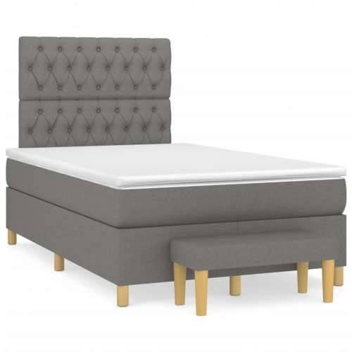 Krevet box spring s madracem tamnosivi 120 x 190 cm tkanina - Tamno siva 120 x 190 cm Dizajn s gumbima Cijena