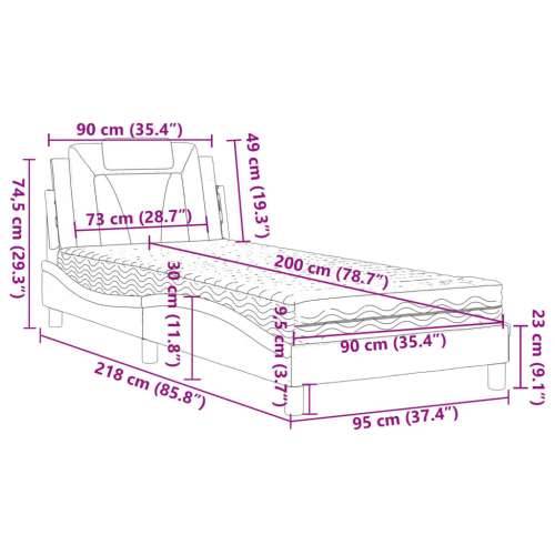 Krevet s madracem bijeli 90 x 200 cm od umjetne kože - Bijela 90 x 200 cm Cijena