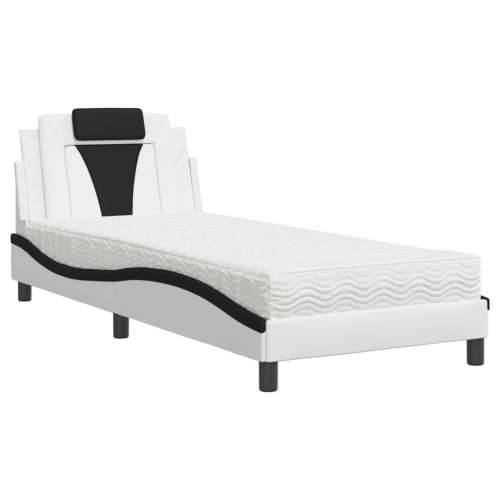 Krevet s madracem bijelo-crni 90 x 200 cm od umjetne kože - Bijela i crna 90 x 200 cm Cijena