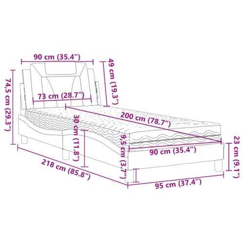 Krevet s madracem bijelo-crni 90 x 200 cm od umjetne kože - Bijela i crna 90 x 200 cm Cijena