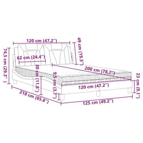 Krevet s madracem bijeli 120 x 200 cm od umjetne kože - Bijela 120 x 200 cm Cijena