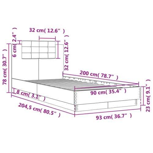 Okvir za krevet s uzglavljem boja hrasta 90x200 cm drveni - Dimljeni hrast 90 x 200 cm Cijena