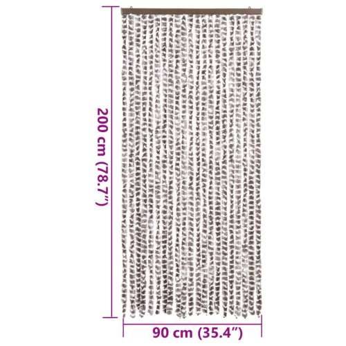 Zastor protiv muha Smeđesiva i bijeli 90 x 200 cm od šenila - Smeđesiva i bijela 90 x 200 cm Cijena