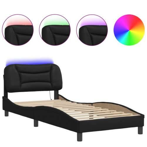 Okvir kreveta s LED svjetlima crni 90 x 200 cm od umjetne kože - Crna 90 x 200 cm Cijena
