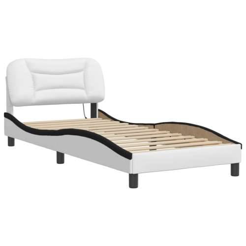 Okvir kreveta s LED svjetlom bijelo-crni 90x200 cm umjetna koža Bijela i crna 90 x 200 cm Cijena
