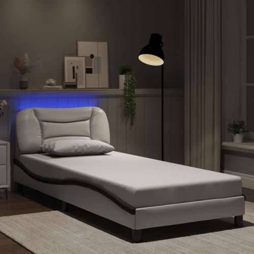 Okvir kreveta s LED svjetlom bijelo-crni 90x200 cm umjetna koža Bijela i crna 90 x 200 cm Cijena