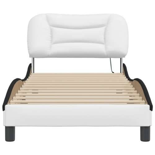 Okvir kreveta s LED svjetlom bijelo-crni 90x200 cm umjetna koža Bijela i crna 90 x 200 cm Cijena