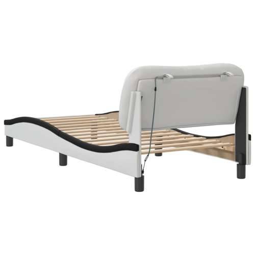 Okvir kreveta s LED svjetlom bijelo-crni 90x200 cm umjetna koža Bijela i crna 90 x 200 cm Cijena