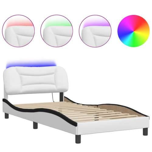 Okvir kreveta LED bijelo-crni 100 x 200 cm od umjetne kože - Bijela i crna 100 x 200 cm Cijena