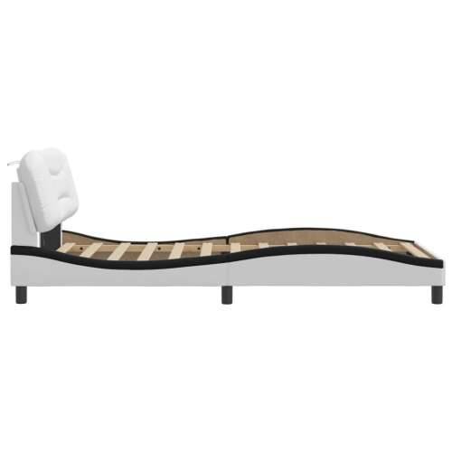 Okvir kreveta LED bijelo-crni 100 x 200 cm od umjetne kože - Bijela i crna 100 x 200 cm Cijena