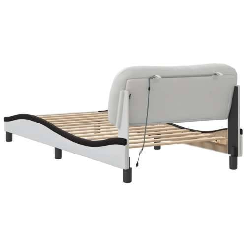Okvir kreveta LED bijelo-crni 100 x 200 cm od umjetne kože - Bijela i crna 100 x 200 cm Cijena
