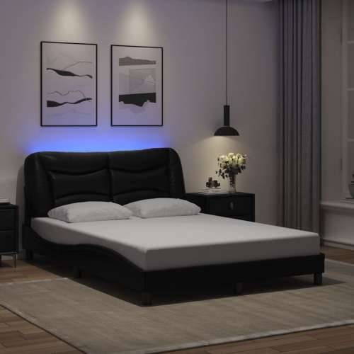 Okvir za krevet s LED svjetlima crni 140x190 cm od umjetne kože - Crna 140 x 190 cm Cijena