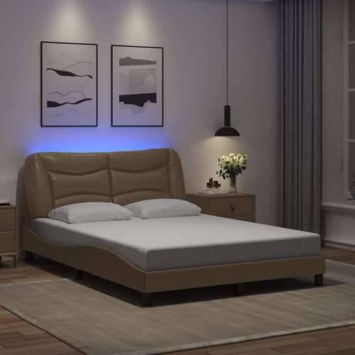 Okvir kreveta LED boja cappuccina 140 x 200 cm od umjetne kože - Boja cappuccina 140 x 200 cm Cijena