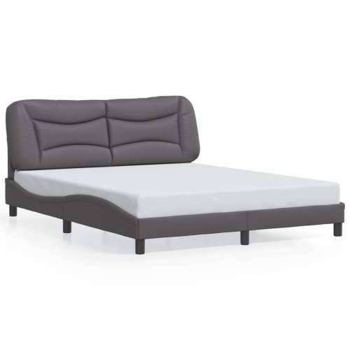 Okvir kreveta s LED svjetlima sivi 160 x 200 cm od umjetne kože - Siva 160 x 200 cm Cijena