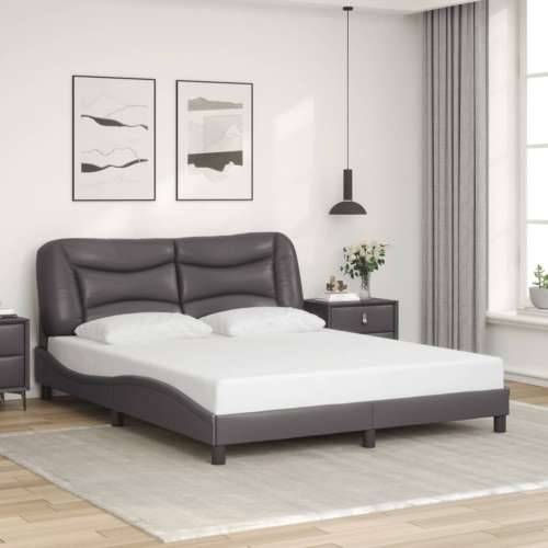 Okvir kreveta s LED svjetlima sivi 160 x 200 cm od umjetne kože - Siva 160 x 200 cm Cijena