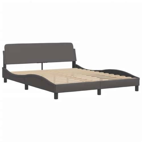 Okvir kreveta s LED svjetlima sivi 160 x 200 cm od umjetne kože - Siva 160 x 200 cm Cijena