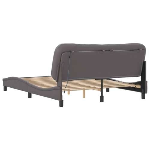 Okvir kreveta s LED svjetlima sivi 160 x 200 cm od umjetne kože - Siva 160 x 200 cm Cijena