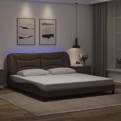 Okvir kreveta s LED svjetlima smeđi 180x200 cm od umjetne kože - Smeđa 180 x 200 cm Cijena