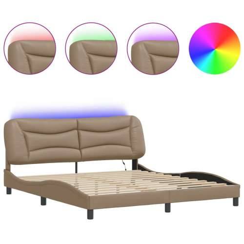 Okvir kreveta LED boja cappuccina 180 x 200 cm od umjetne kože Boja cappuccina 180 x 200 cm Cijena