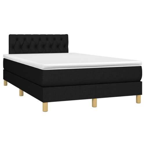 Krevet box spring s madracem LED crni 120 x 190 cm od tkanine - Crna 120 x 190 cm Dizajn s gumbima Cijena