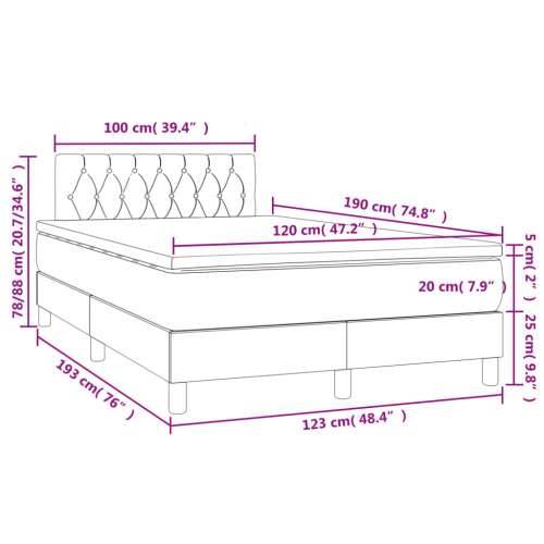 Krevet box spring s madracem LED crni 120 x 190 cm od tkanine - Crna 120 x 190 cm Dizajn s gumbima Cijena