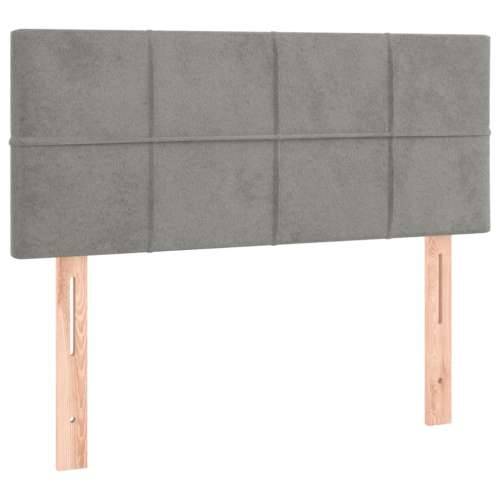 Krevet box spring s madracem LED svjetlosivi 120x190 cm tkanina - Svjetlosiva 120 x 190 cm Blok s kvadratima Cijena