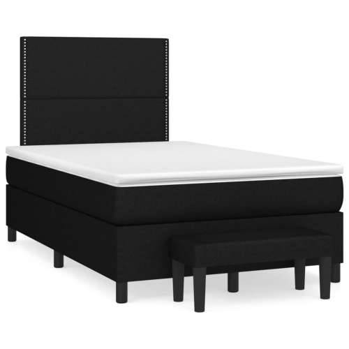 Krevet box spring s madracem crni 120 x 190 cm od tkanine - Crna 120 x 190 cm Obično s čavlima Cijena