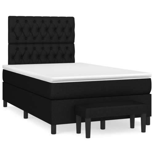 Krevet box spring s madracem crni 120 x 190 cm od tkanine - Crna 120 x 190 cm Dizajn s gumbima Cijena