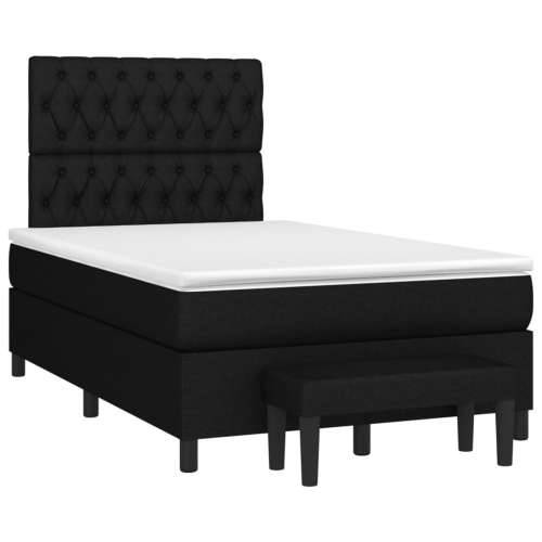 Krevet box spring s madracem crni 120 x 190 cm od tkanine - Crna 120 x 190 cm Dizajn s gumbima Cijena