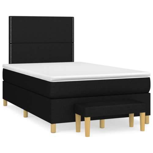 Krevet box spring s madracem crni 120 x 190 cm od tkanine - Crna 120 x 190 cm Obično s čavlima Cijena
