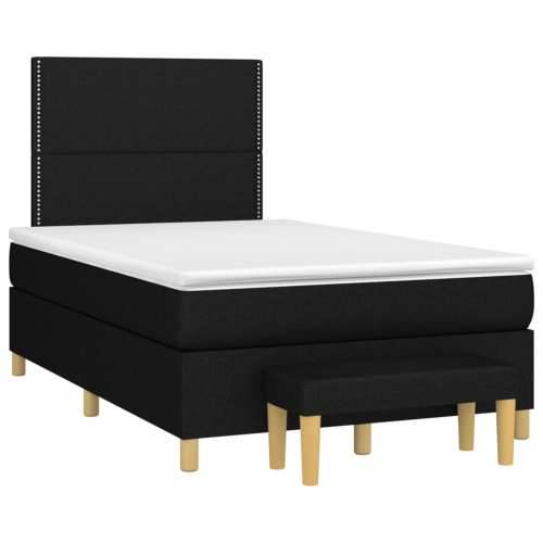Krevet box spring s madracem crni 120 x 190 cm od tkanine - Crna 120 x 190 cm Obično s čavlima Cijena