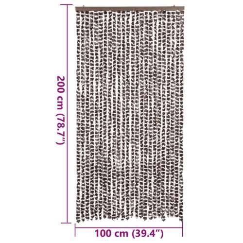 Zastor protiv muha smeđa i bijela 100 x 200 cm od šenila - Smeđa i bijela 100 x 200 cm Cijena