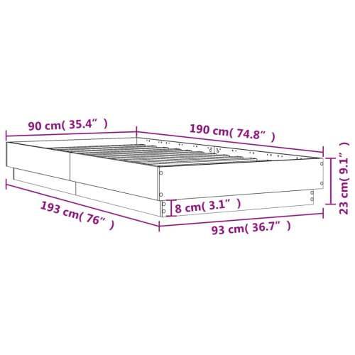 Okvir za krevet boja hrasta 90x190 cm od konstruiranog drva - Sivi hrast sonoma 90 x 190 cm Cijena