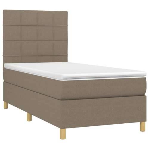 Krevet box spring s madracem LED smeđesivi 90x190 cm tkanina - Sivo-smeđa 90 x 190 cm Blok s kvadratima Cijena