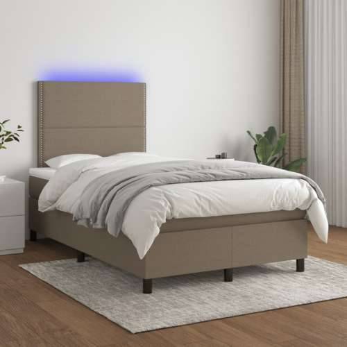 Krevet s oprugama i madracem LED smeđesivi 120x190cm od tkanine - Sivo-smeđa 120 x 190 cm Obično s čavlima Cijena