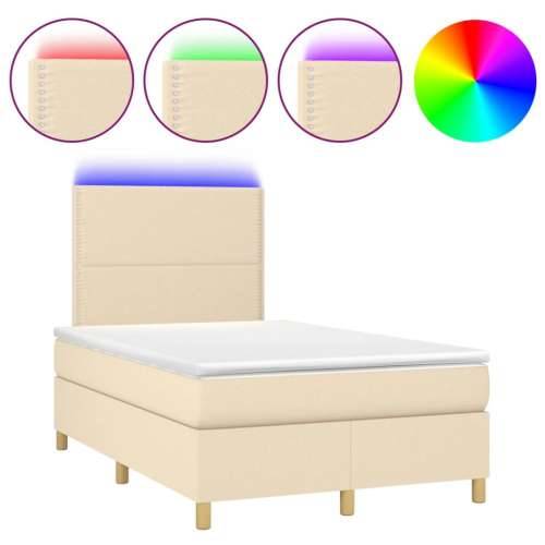 Krevet s oprugama i madracem LED krem 120 x 190 cm od tkanine - Krema 120 x 190 cm Obično s čavlima Cijena