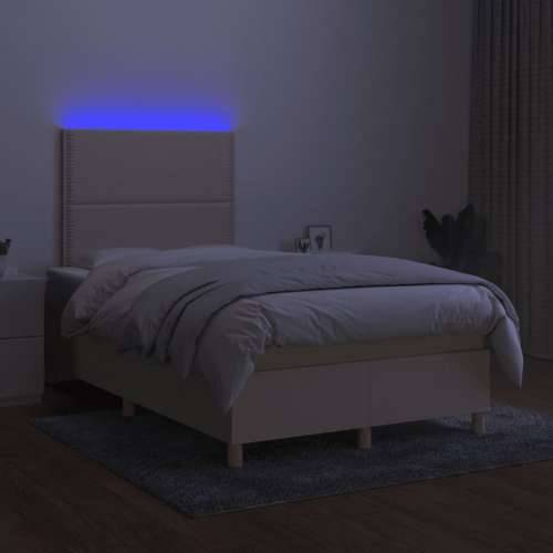 Krevet s oprugama i madracem LED krem 120 x 190 cm od tkanine - Krema 120 x 190 cm Obično s čavlima Cijena
